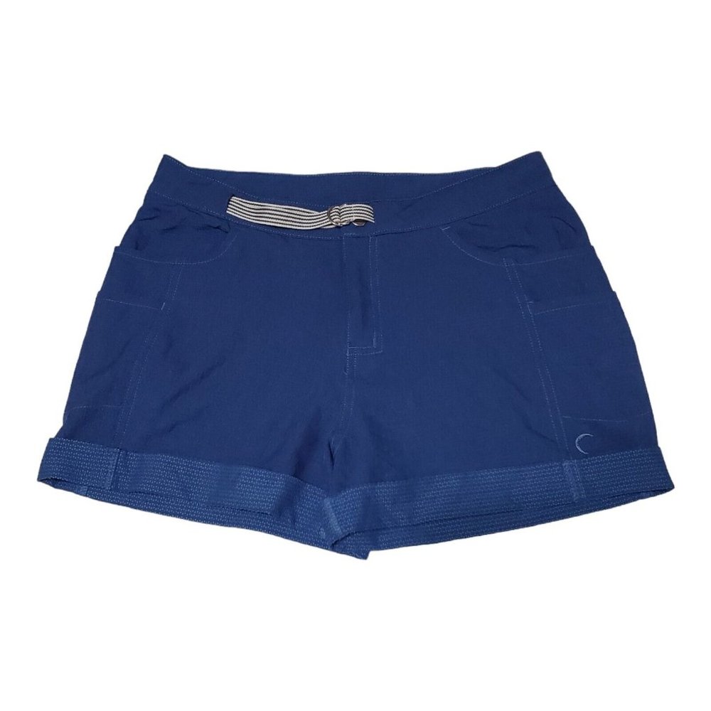 Zyia Active Not Just A Trail Shorts Women's Sz S Blue Belted Cuffed Stretch Snap